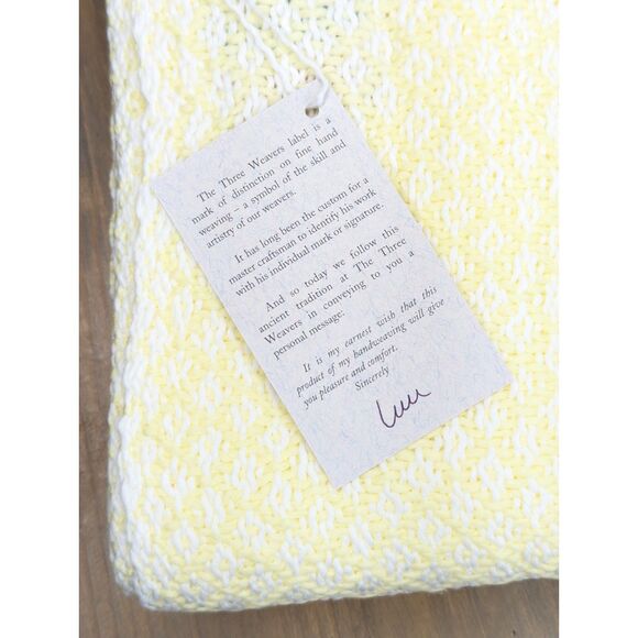 NEW Three Weavers Vtg Baby Blanket Cotton Handwoven Yellow 52x37 Cottage Prairie - Picture 5 of 7